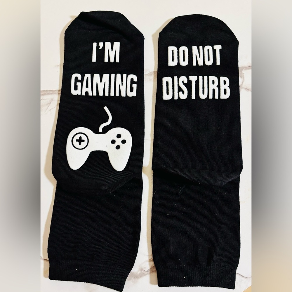Black Gaming Socks with White Print